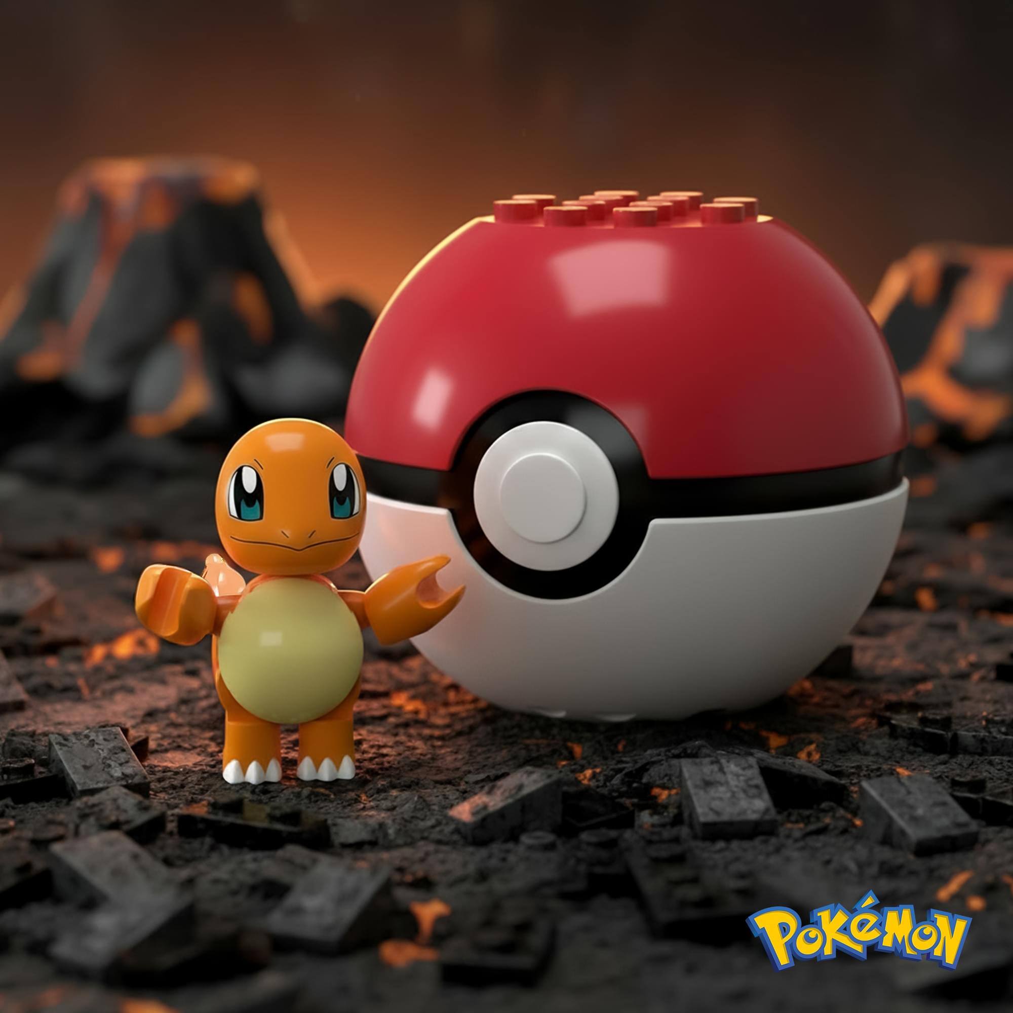 Alt View 10. Mattel - Pokemon Mega Construx Poke Ball 16-Piece Building Set | Charmander - Orange.