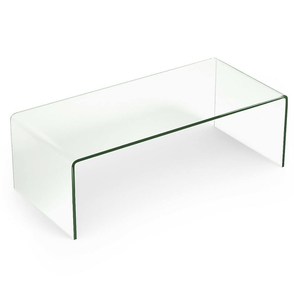 Alt View 1. Kadyn - 42 x 19.7 Inch Clear Tempered Glass Coffee Table with Rounded Edges, Durable Tempered Glass Coffee Table - Blue.