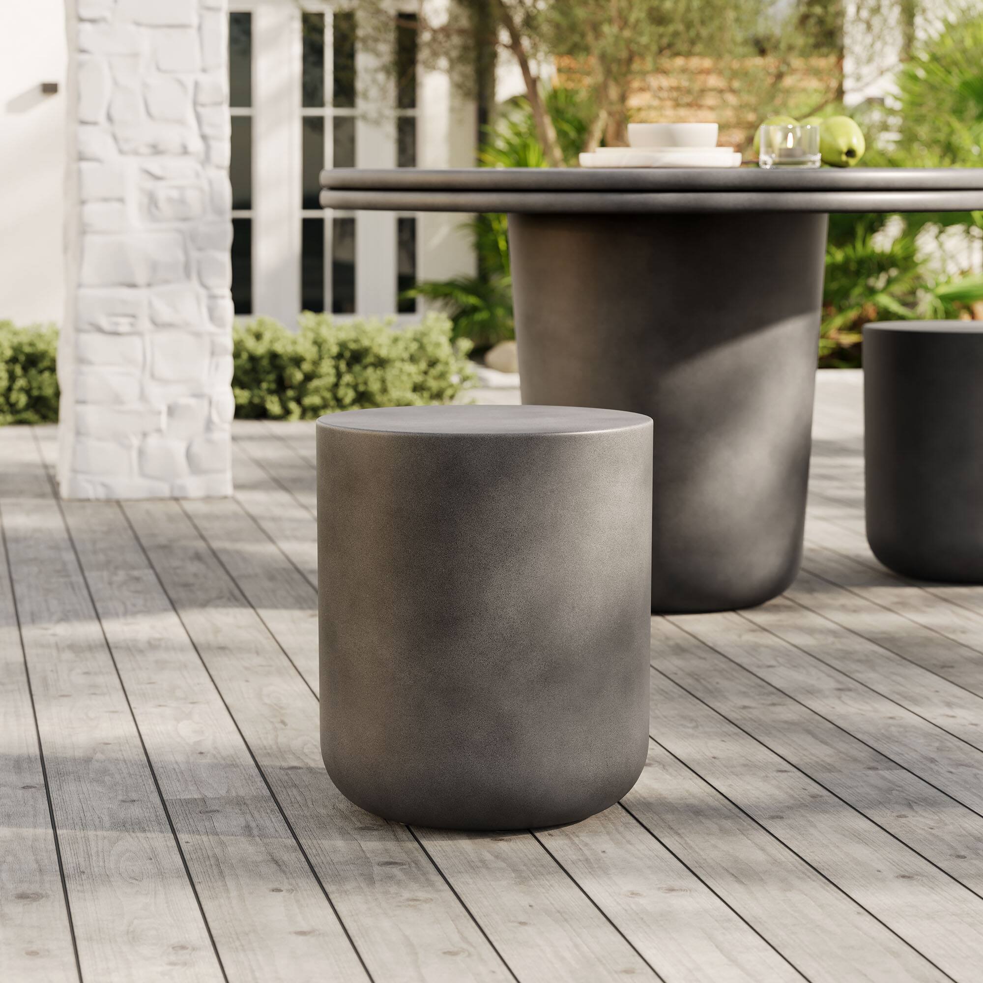 Alt View 4. Modway - Brion Indoor - Outdoor Patio Concrete Stool by Modway - Gray.