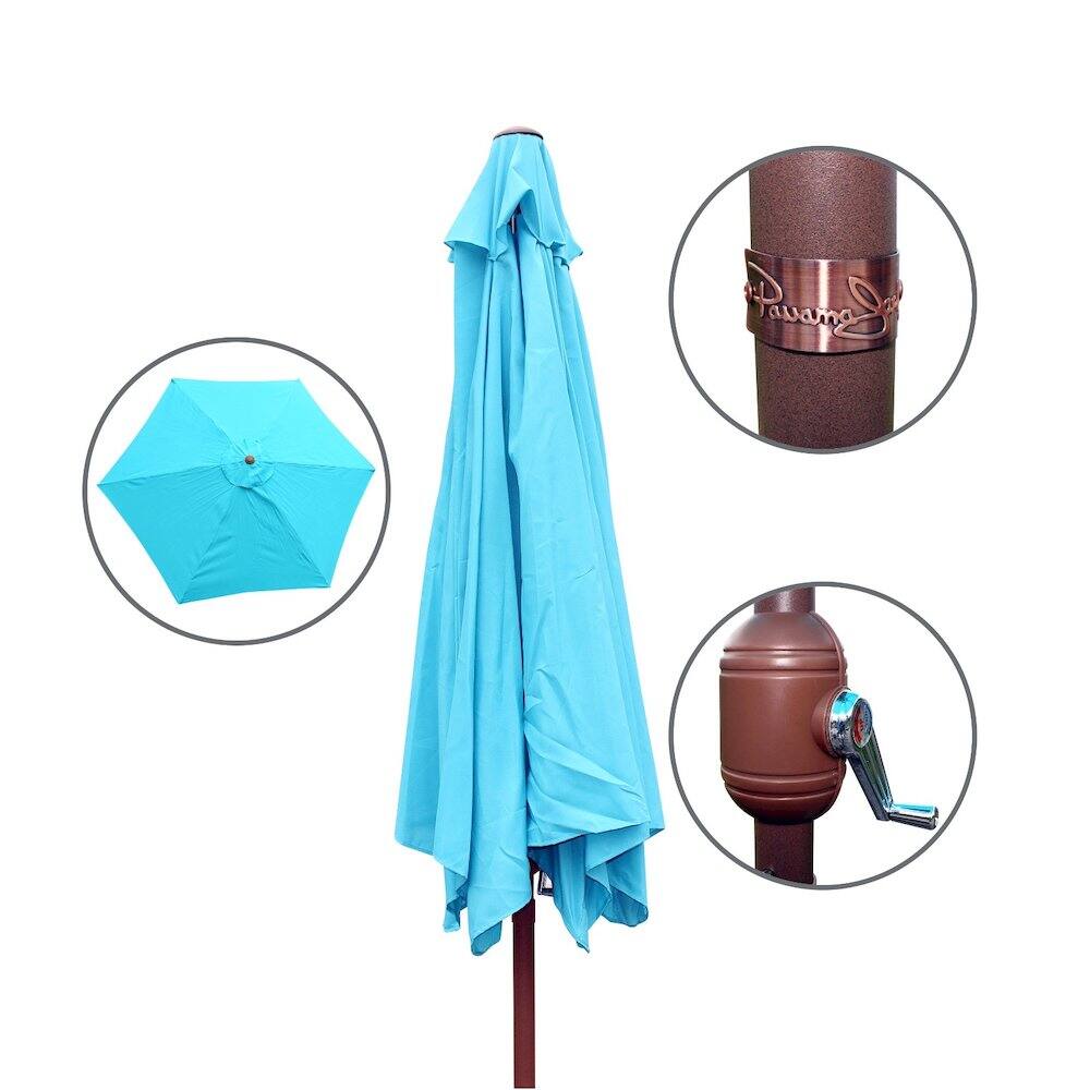 Angle. Panama Jack Outdoor - Panama Jack Teal 9 Ft Alum Patio Umbrella W/Crank - Teal.