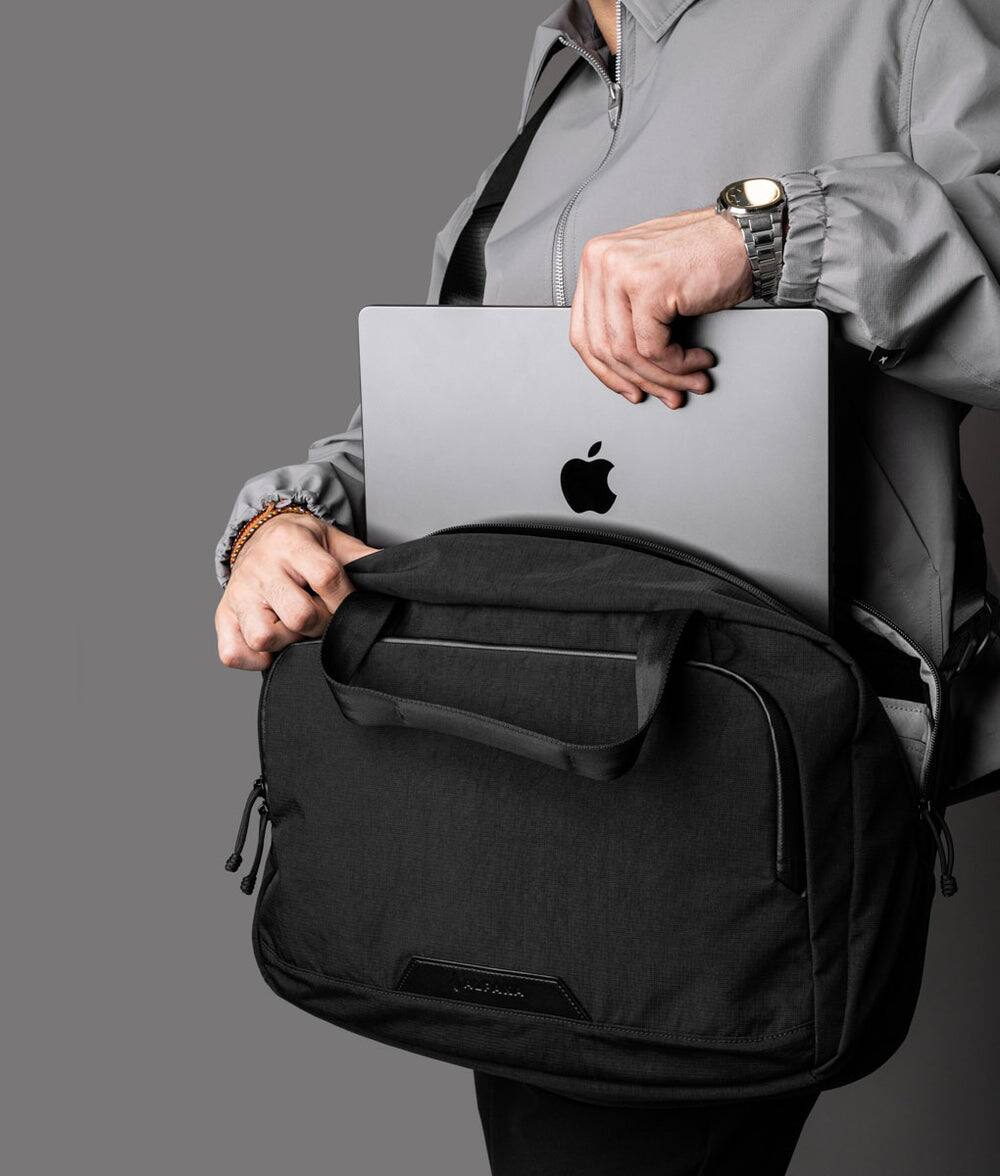 Alt View 7. ALPAKA - Bravo Brief 16 Inch Laptop Briefcase,Messenger Bag for Men and Women, Business Shoulder Bag for Work Travel - Black Axoflux 400D Ripstop Nylon.