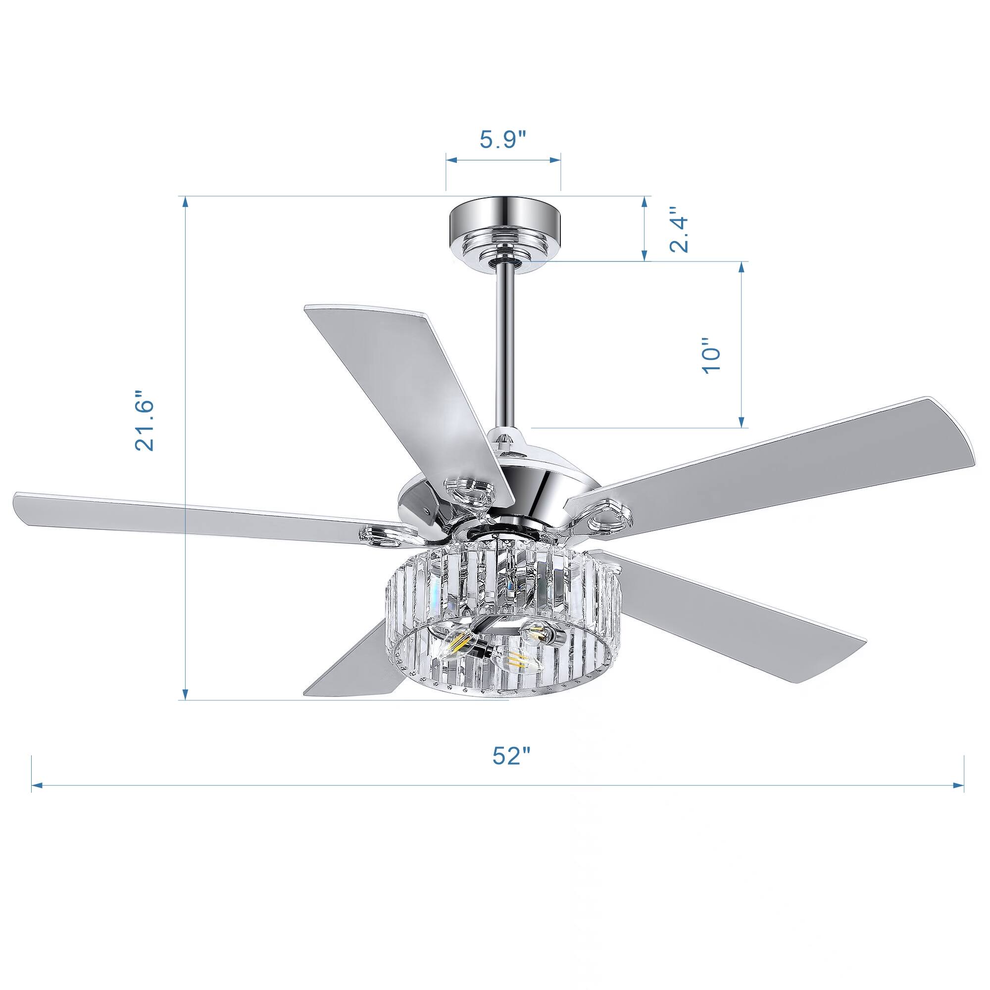 5.9", 2.4", 10", 21.6", 52"