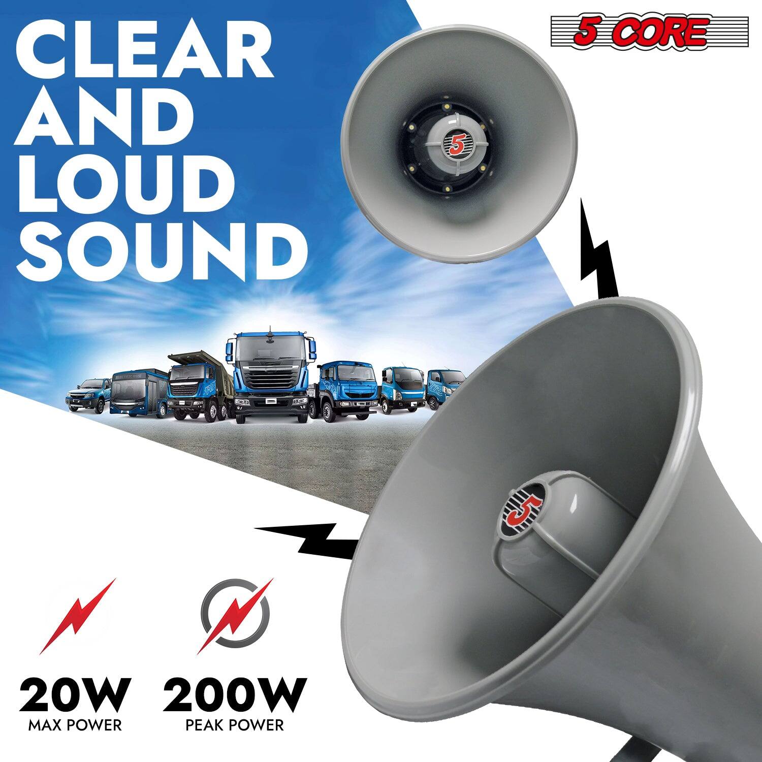 CLEAR AND LOUD SOUND  
5 CORE  
20W MAX POWER  
200W PEAK POWER
