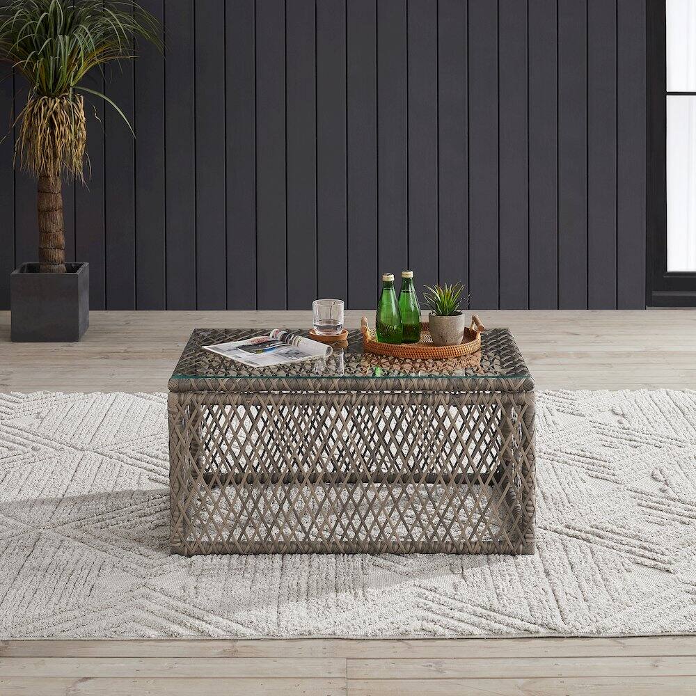 Alt View 5. Crosley Furniture - Granite Bay Wicker Outdoor Coffee Table - Brown.