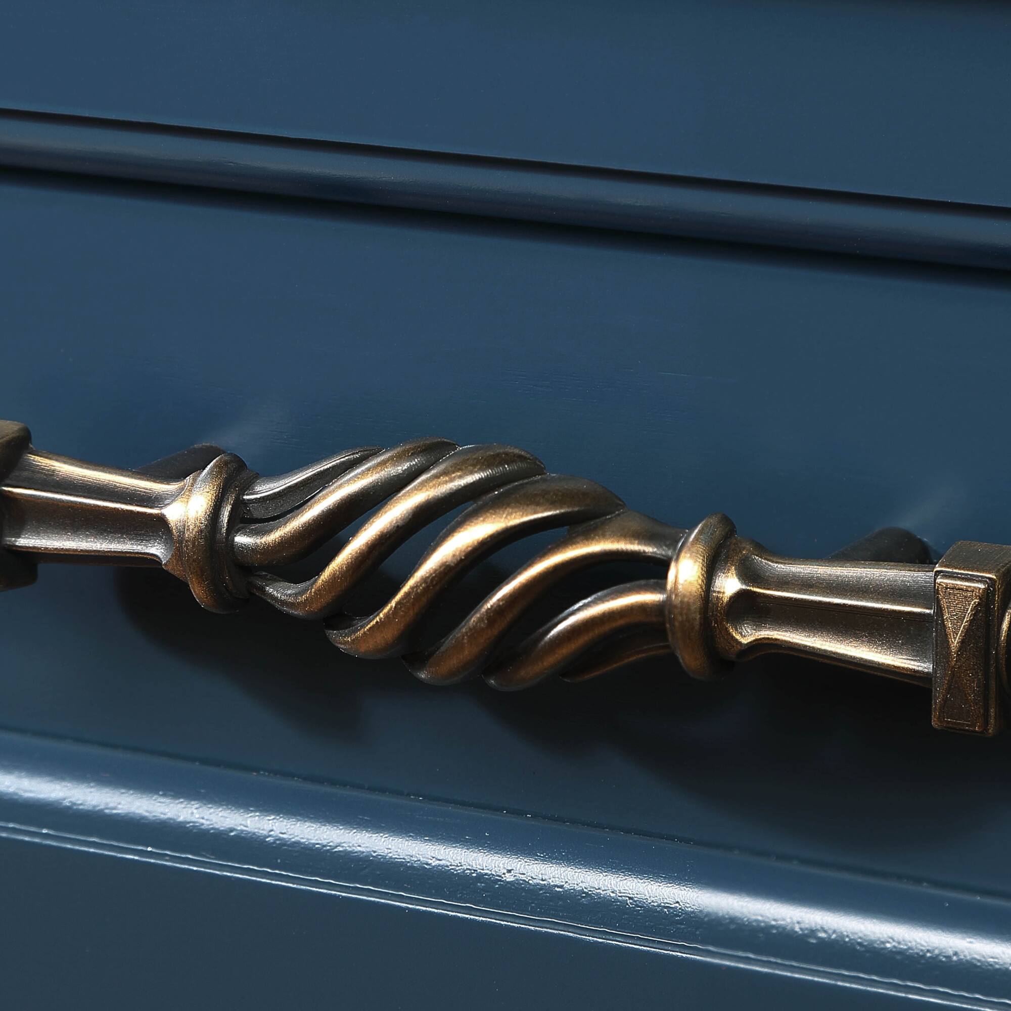 Alt View 8. GOODSILO - Mid-Century Solid Wood Console Table with Storage Drawers and Shelves for Living Room, Dining Room, or Entryway - Navy Blue.