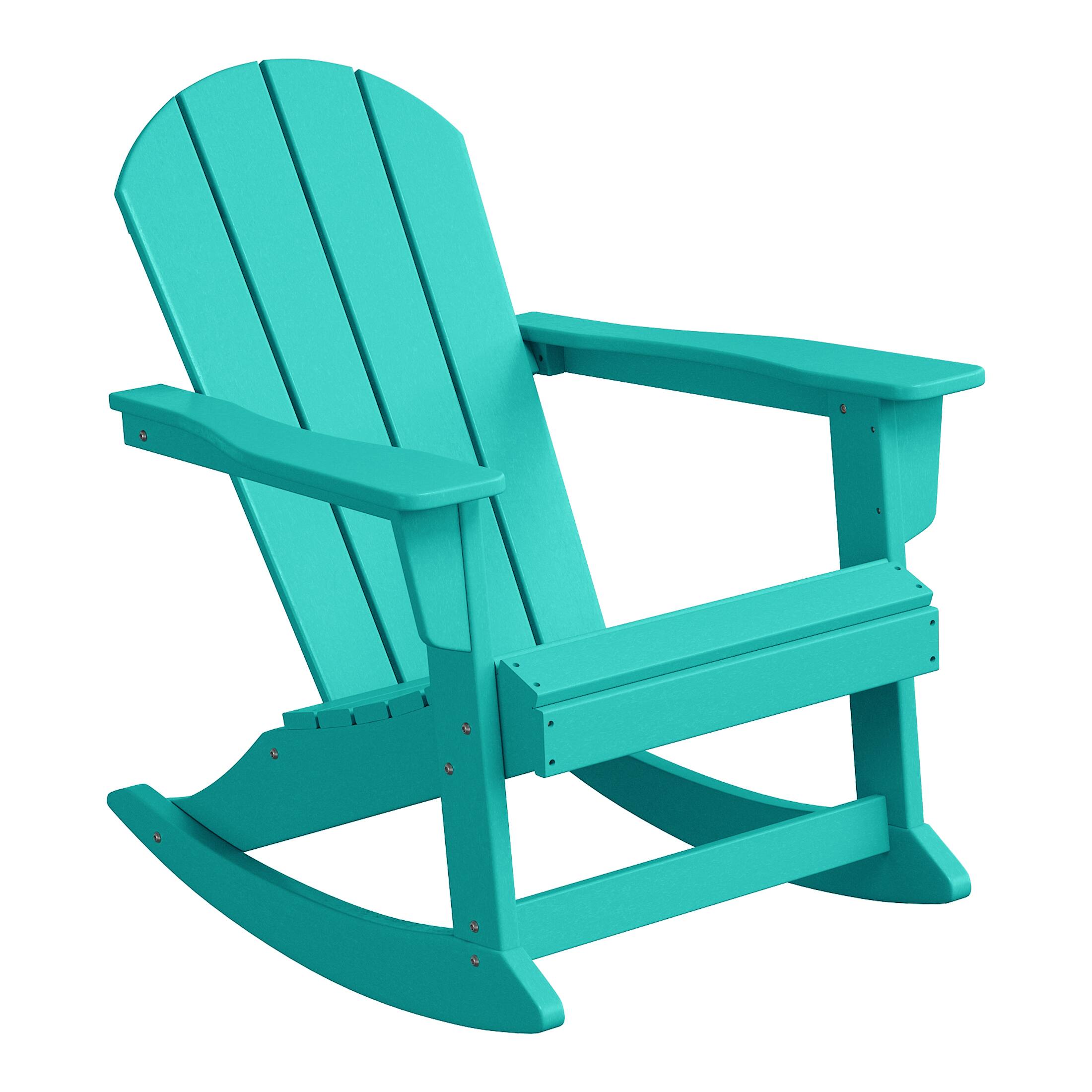 Left. WestinTrends - WestinTrends Malibu Outdoor / Patio Poly Adirondack rocking chair - Turquoise.