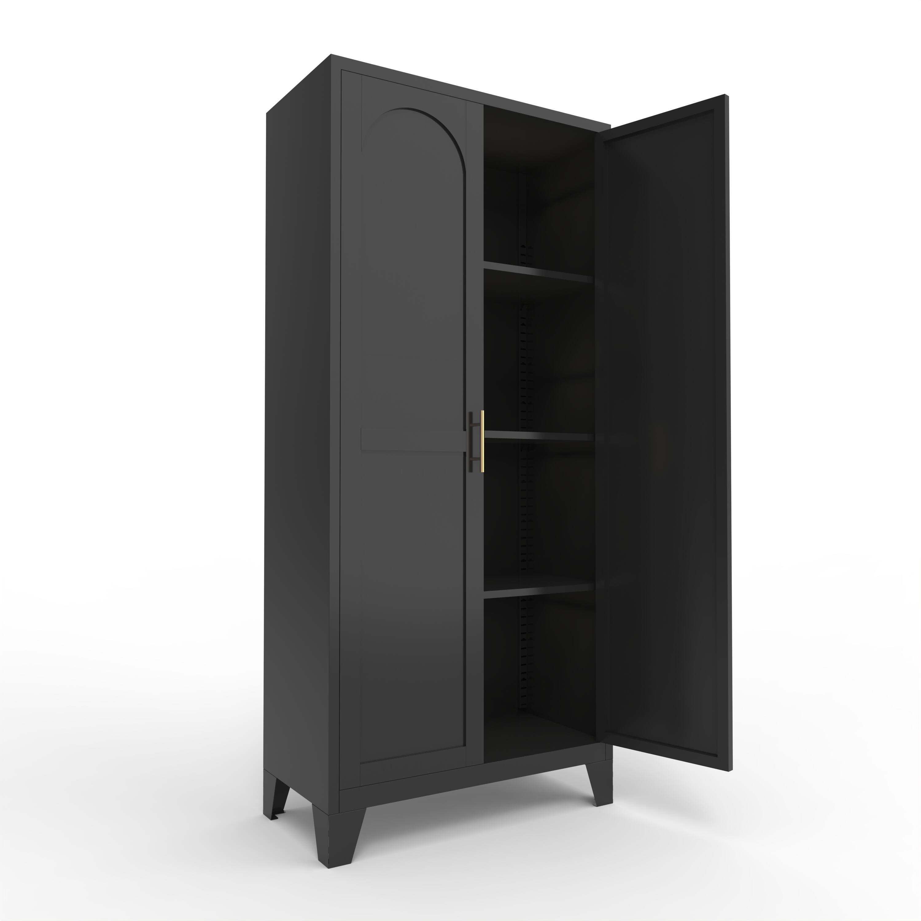 Alt View 5. Aukfa - 61" 2-Door Metal Storage Cabinet with Adjustable Shelves - for Bedroom and Living Room - Black.