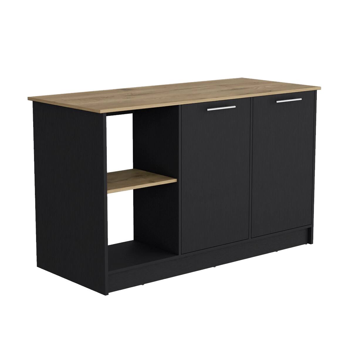 Angle. Loheer - Loheer Modern Kitchen Island with Open Shelves Large Top Surface - Multi.