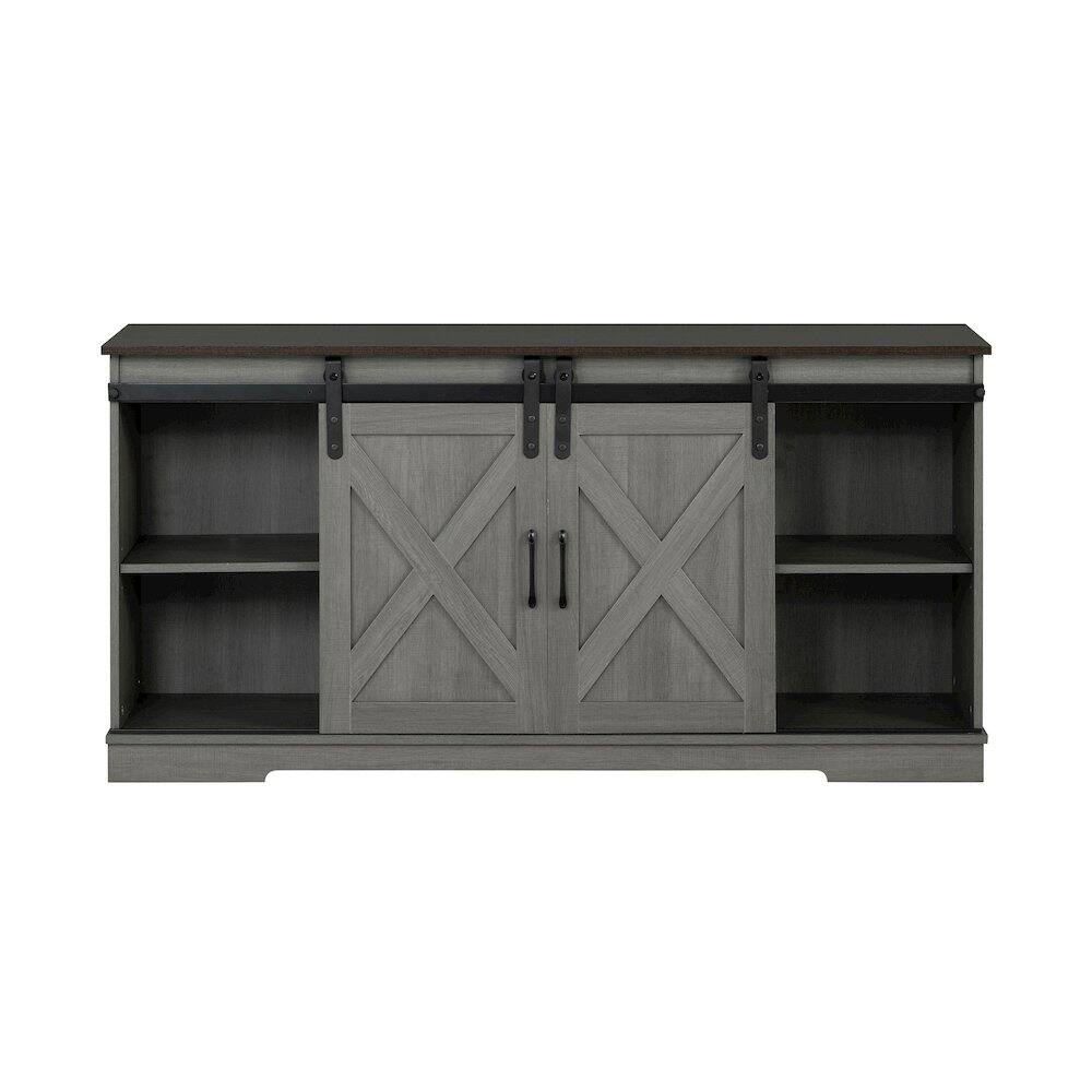 Alt View 1. Furniture of America - Gaia Farmhouse Wood TV Stand for TV's up to 56-inch in Grey - Gray.