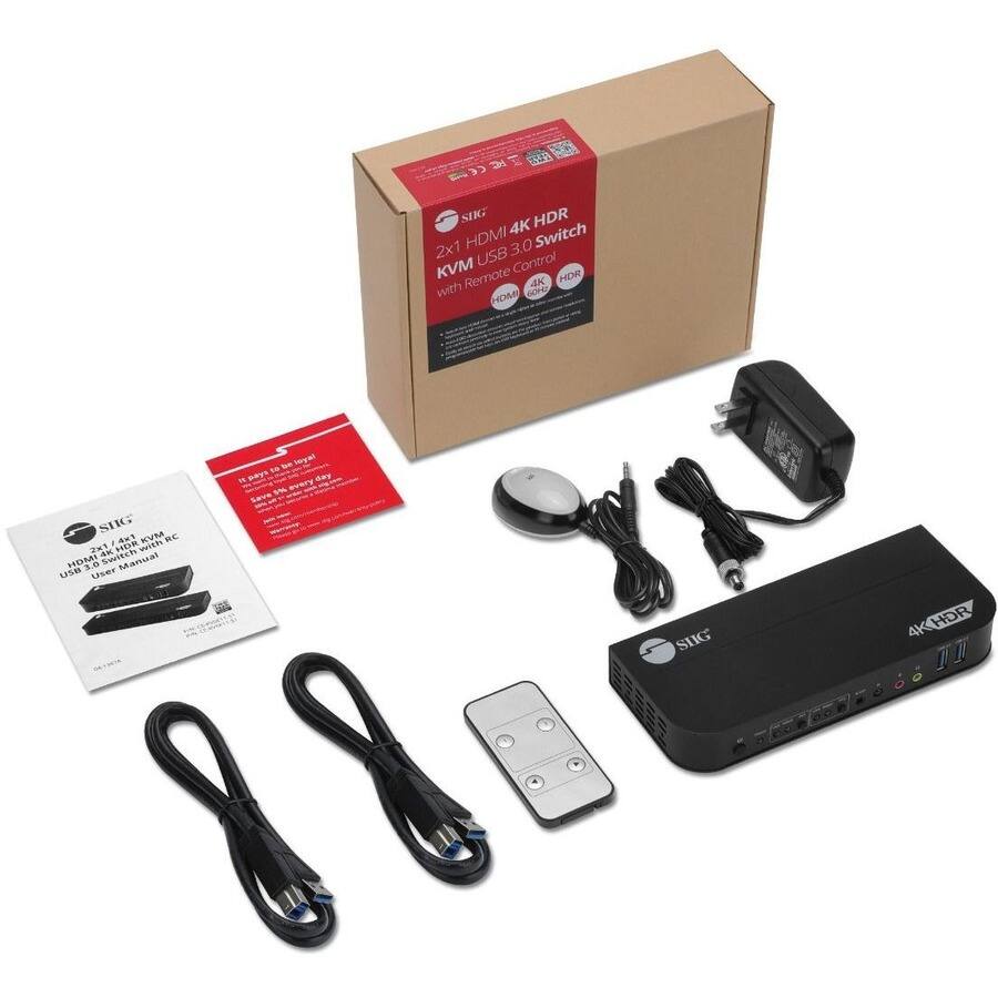 SIIG 2x1 HDMI 4K HDR 3.0 Switch KVM USB Control Remote 4K HDR with HDMI 60HZ

SHG KVM / 4x3 RC 2x1 4K HDR with HDMI 3.0 Switch Manual USB User

be loyal to FY pays day 5% every

SIIG 4KHDR 4K II