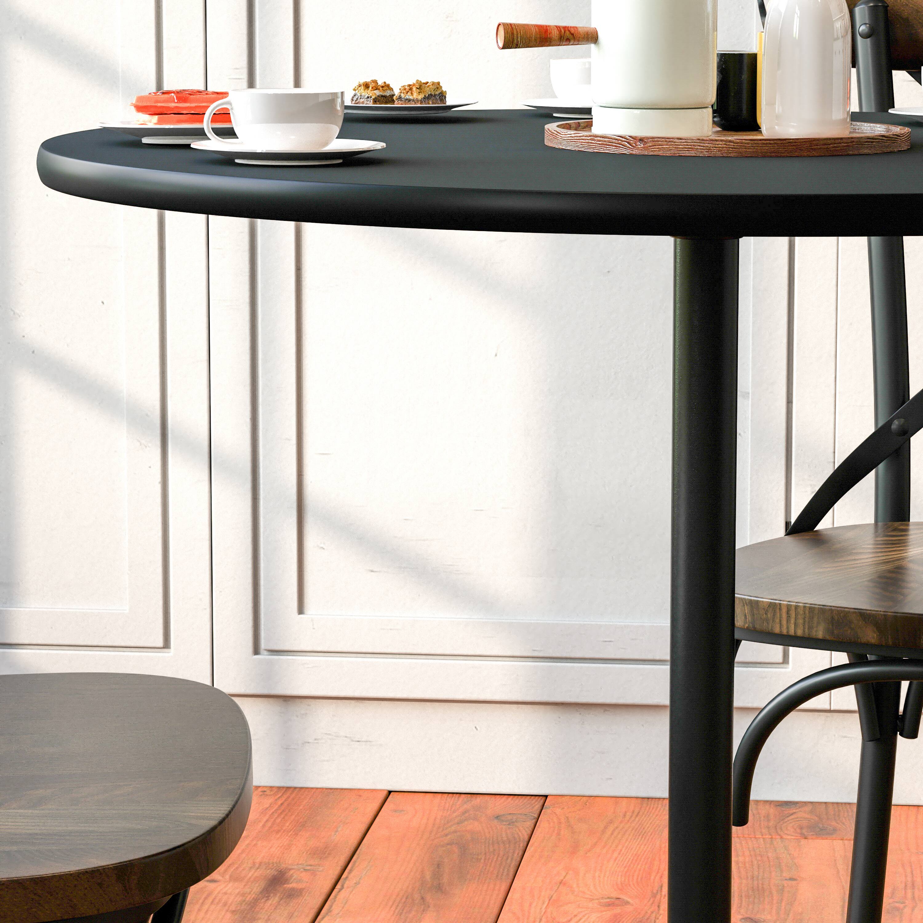 Alt View 3. Emma + Oliver - 30" Round Wood Cocktail Table with 30" and 42" Columns - Black.