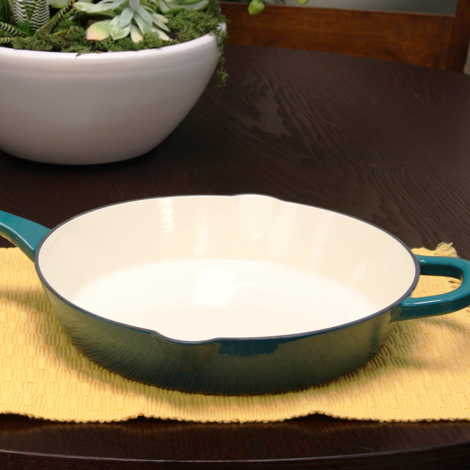 Alt View 1. Crockpot - Crock Pot Artisan 12 in. Round Enameled Cast Iron Skillet in Teal Ombre - Teal.