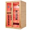 Front. U-HOMY - Premium 2-Person Canadian Hemlock Infrared Sauna with Red Light Therapy - Wood Color.