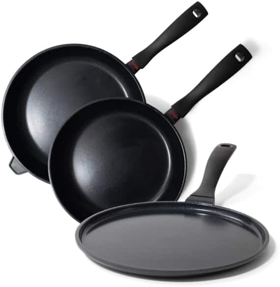 Front. Alva - Alva Energy Nonstick Ceramic Frying Pan 3-Piece Set - Lightweight, Easy to Clean and Toxin-Free Cookware - Black.