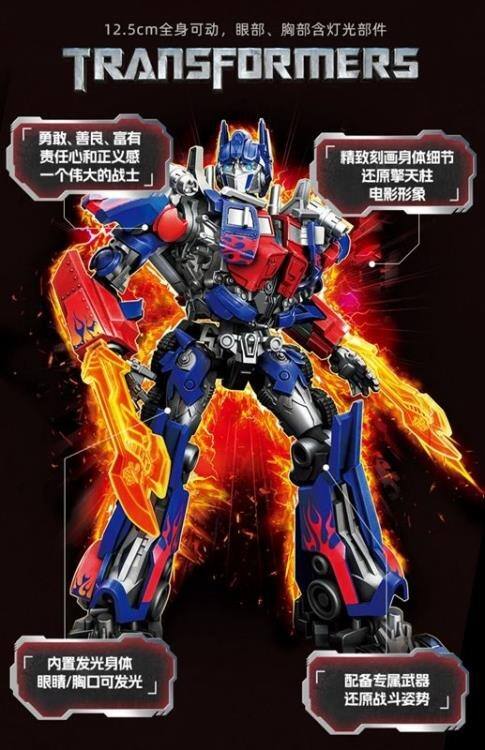 12.5cm TRANSFORMERS

勇敢、善良、富有责任心和正义感
一个伟大的战士

精致刻画身体细节
还原擎天柱电影形象

内置发光身体
眼睛/胸口可发光

配备专属武器
还原战斗姿势
