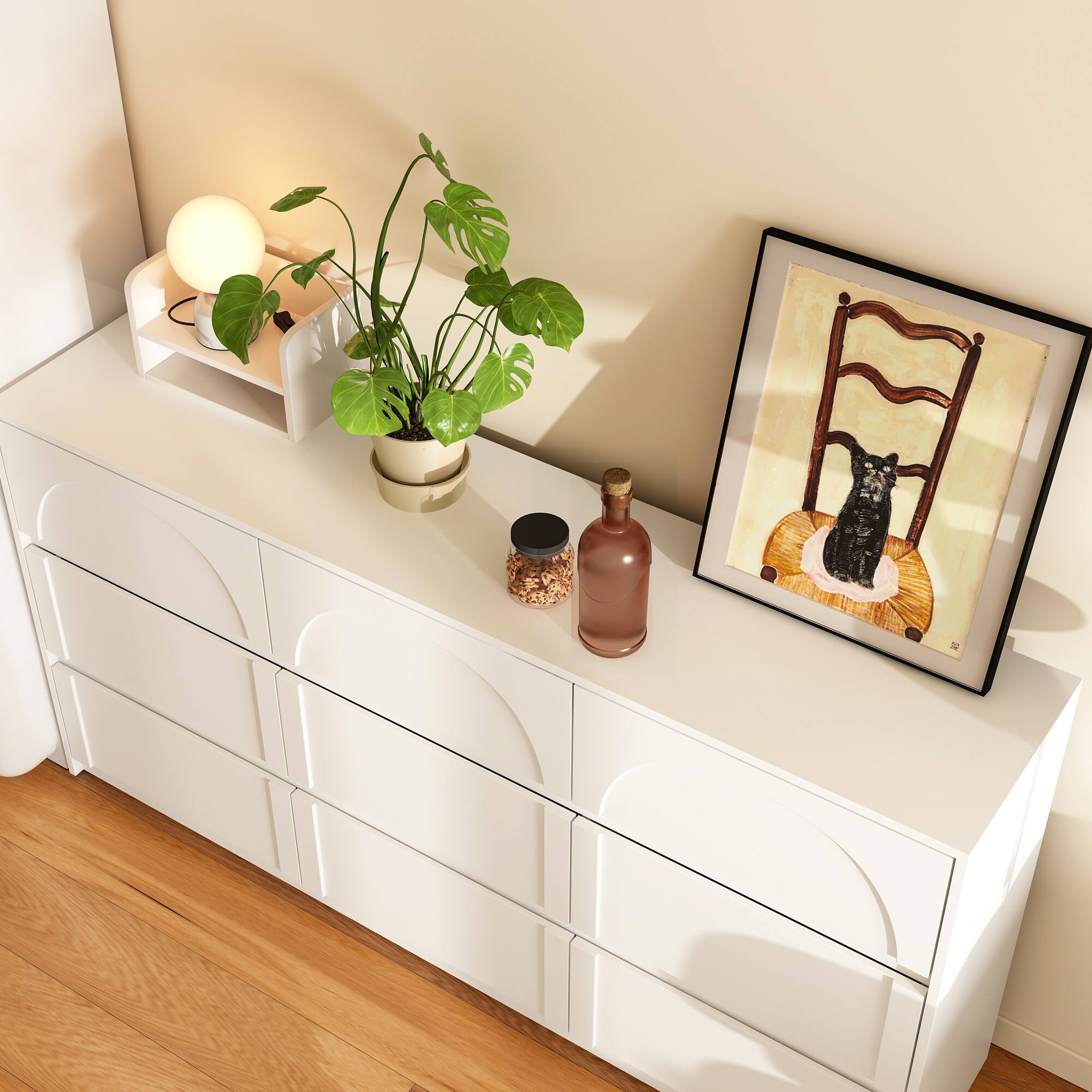 Alt View 8. Famapy - Famapy Horizontal Dresser with Arched - Front Drawers & Ample Storage - White.