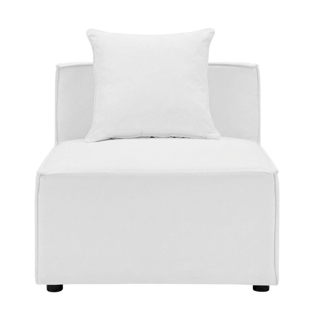Back. Outdoor Escape - Armless Outdoor Patio Upholstered Sectional Sofa With Cushioned Seat - White.