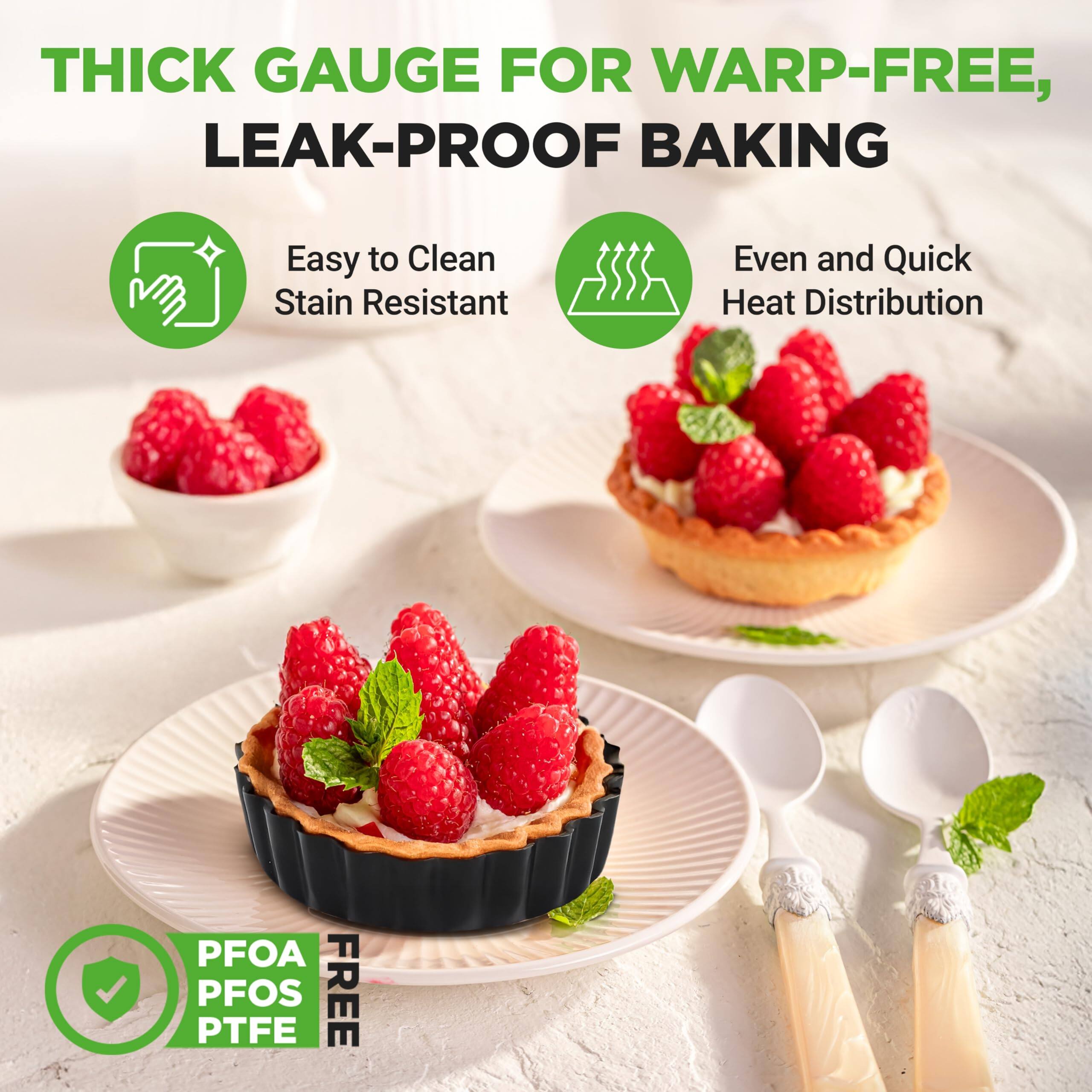THICK GAUGE FOR WARP-FREE, LEAK-PROOF BAKING

- Easy to Clean
- Stain Resistant
- Even and Quick Heat Distribution

PFOA PFOS PTFE FREE