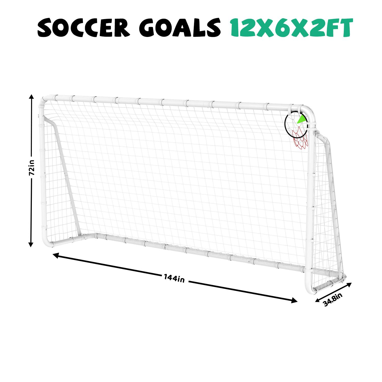SOCCER GOALS 12X6X2FT

72in

144in

34.8in