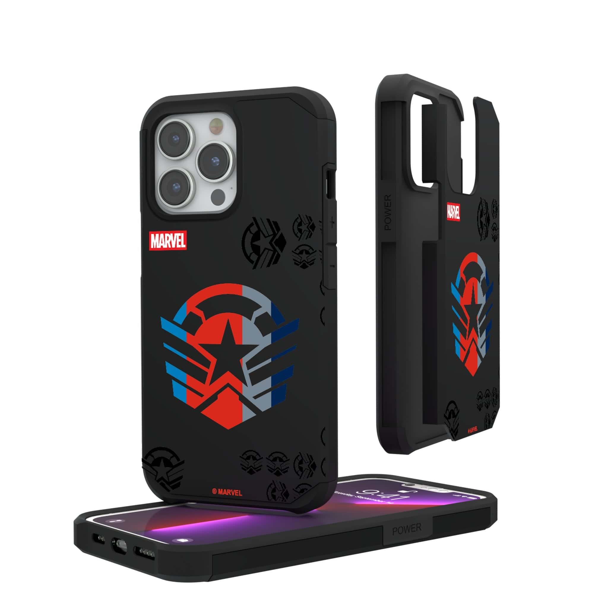 Keyscaper - Marvel Avengers Sam Wilson Captain America Sigil Rugged Phone Case - Apple iPhone 13 - Multicolor