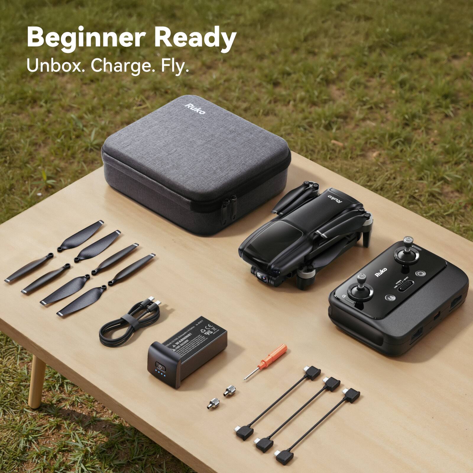 Beginner Ready  
Unbox. Charge. Fly.