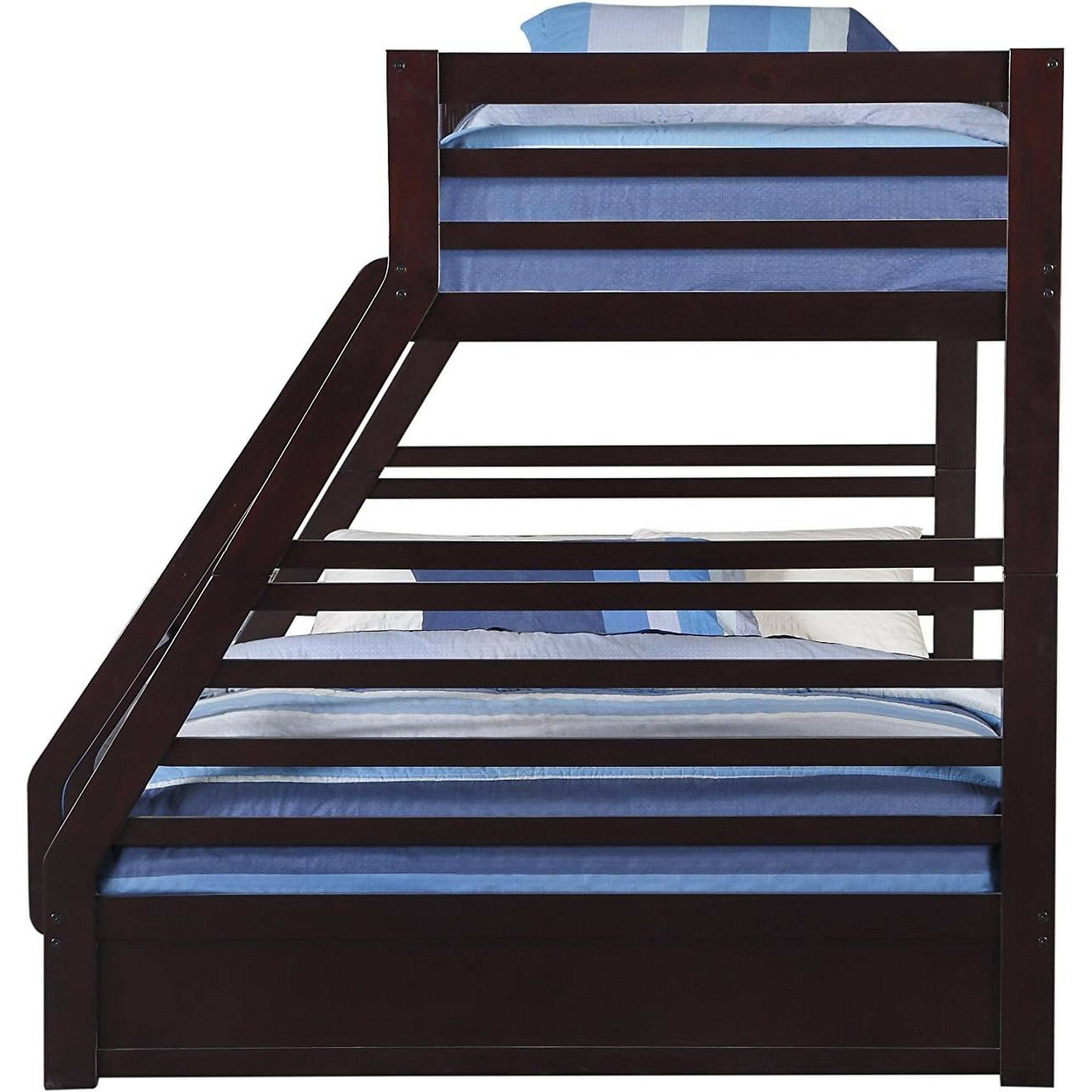 Alt View 2. Manhattan Lane - Wooden TwinXL/Queen Bunk Bed with Drawers - Brown.