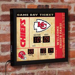 Evergreen Enterprises - Kansas City Chiefs 15" x 19" Bluetooth Scoreboard Wall Clock - Brown