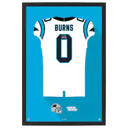 Sporticulture - Brian Burns Carolina Panthers Away Jersey Framed Art Print - White