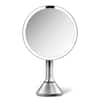 Front. simplehuman - sensor mirror with touch-control brightness and dual light setting, brushed stainless steel - Brushed.