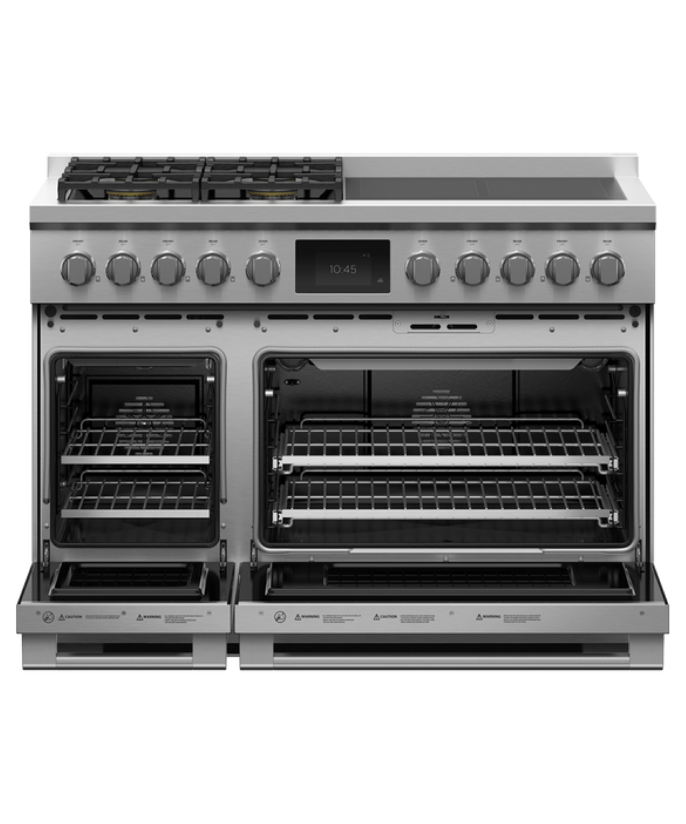 Alt View 11. Fisher & Paykel - Professional 6.9 Cu. Ft. Freestanding Double Oven Dual Fuel True Convection Range with Self-Cleaning - Stainless Steel/Black Glass.