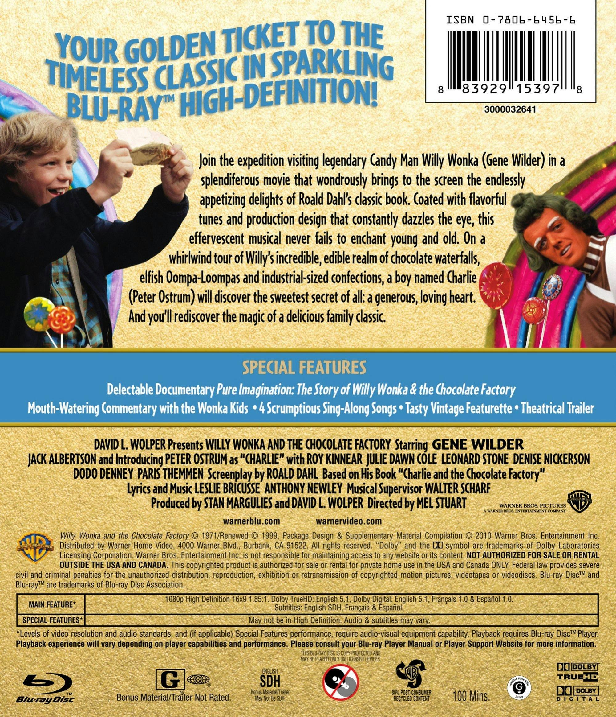 Back. Willy Wonka & The Chocolate Factory [Blu-ray].