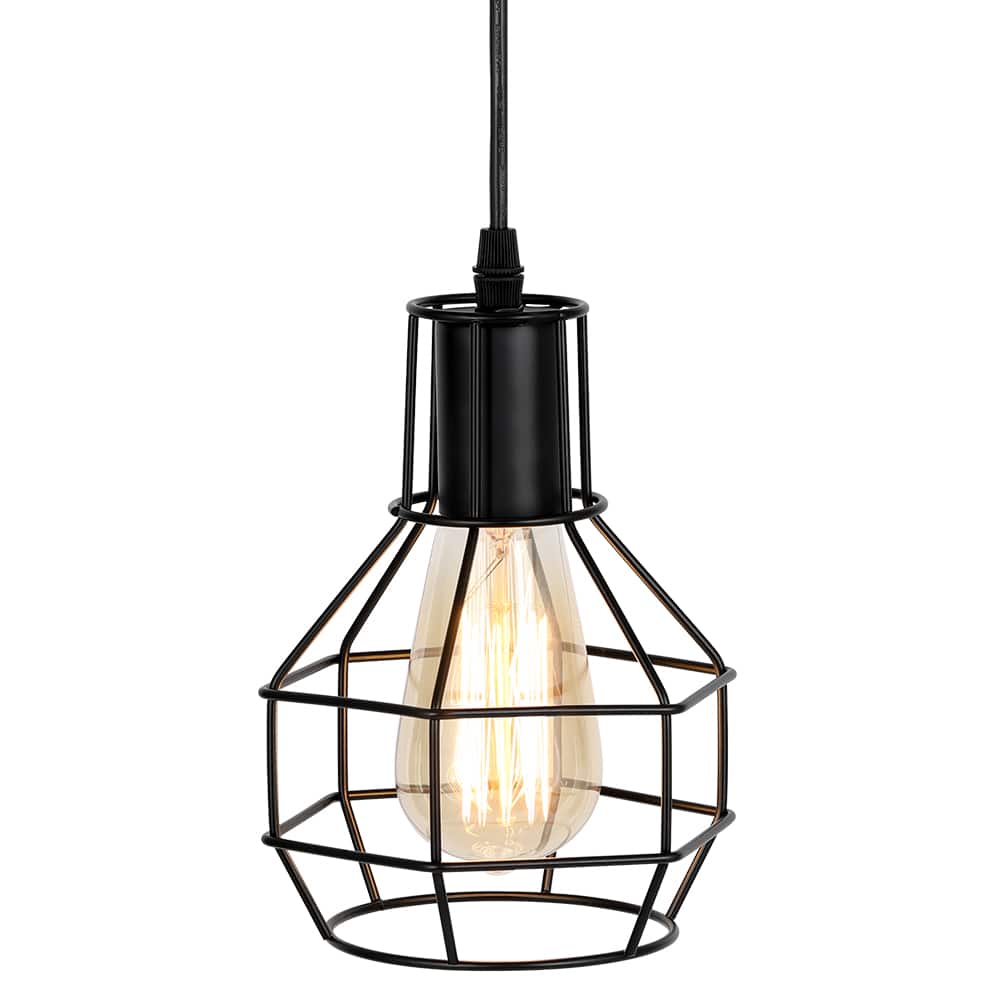 Oumilen - Industrial Teardrop Cage Pendant Light, Adjustable Cord