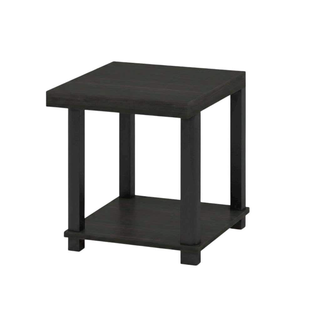 FurniFact - End Side Table, Open Shelf, Quality Build - Espresso - Espresso/Black