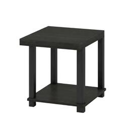 FurniFact - End Side Table, Open Shelf, Quality Build - Espresso - Espresso/Black