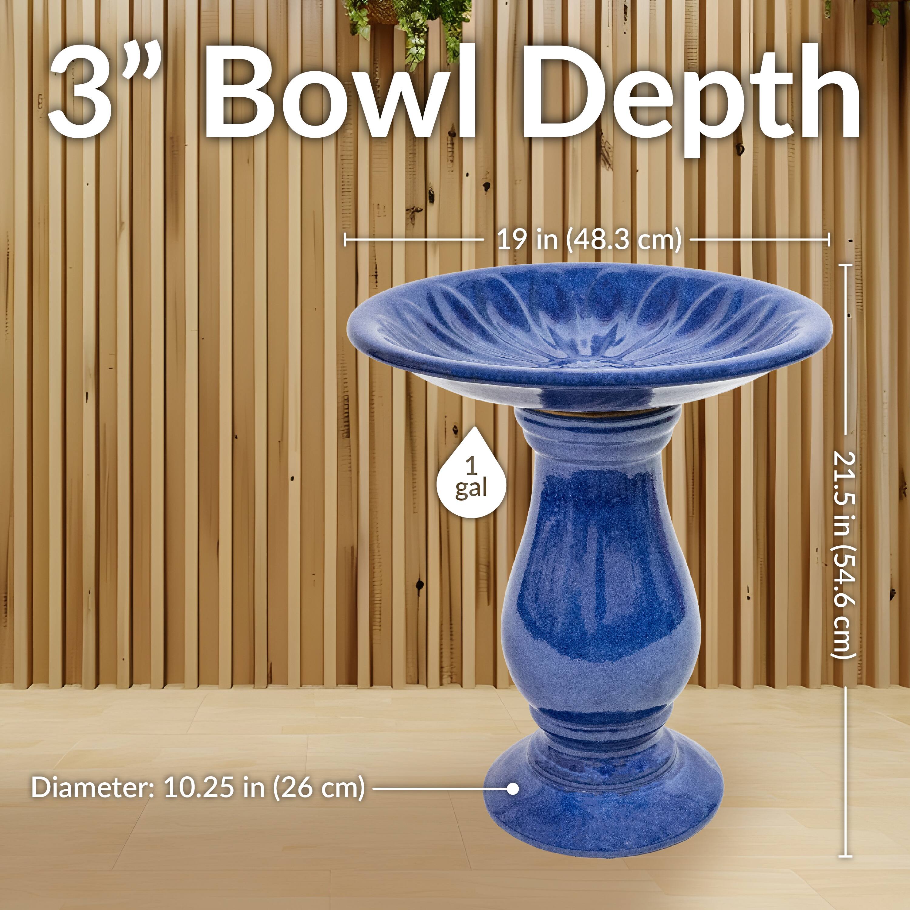 3" Bowl Depth  
19 in (48.3 cm)  
Diameter: 10.25 in (26 cm)  
1 gal  
21.5 in (54.6 cm)