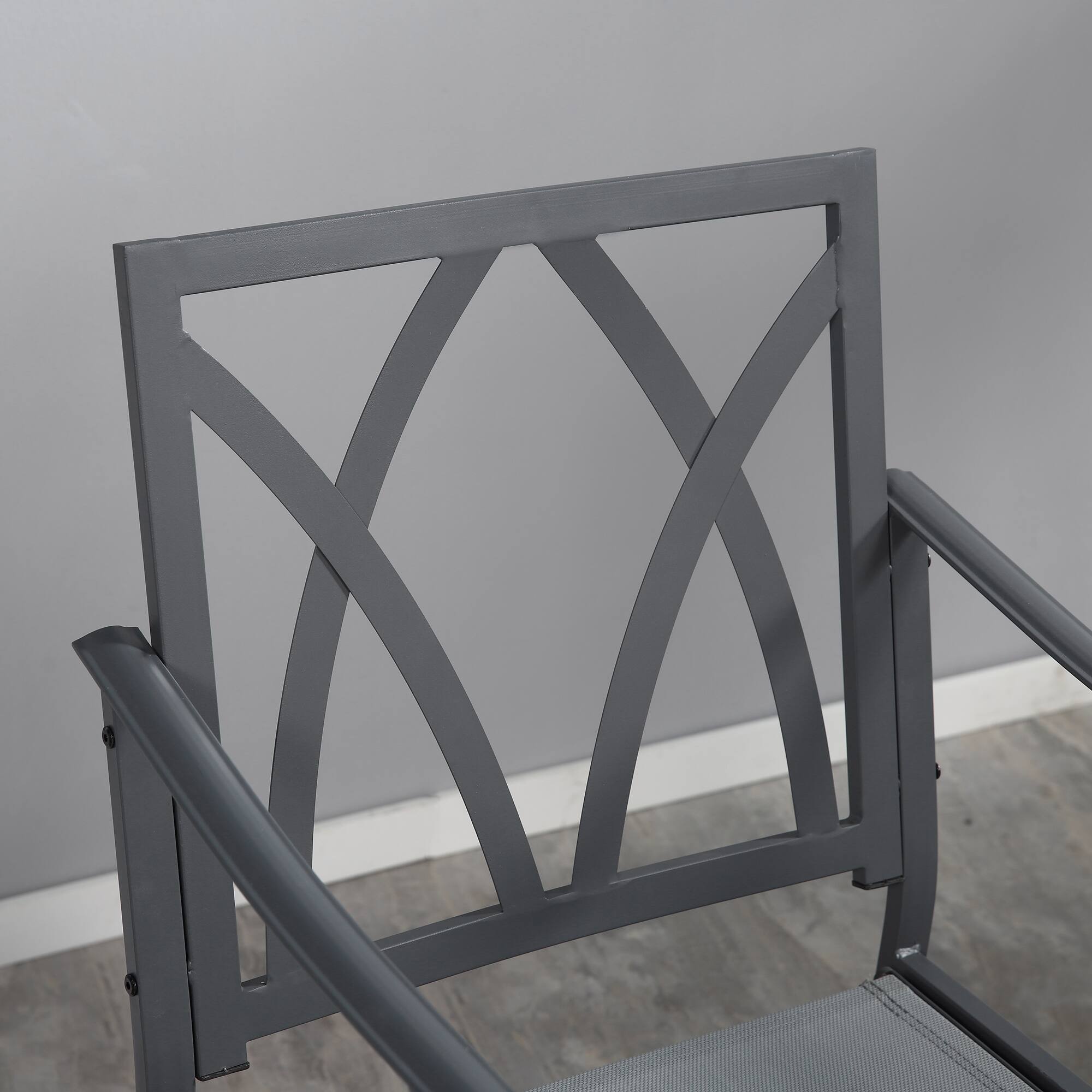 Alt View 7. Outsunny - 3 Piece Outdoor Patio Bistro Set with 2 360-Degree Swivel Rocking Chairs, Cushions, and 1 Tempered Glass Table - Blue.