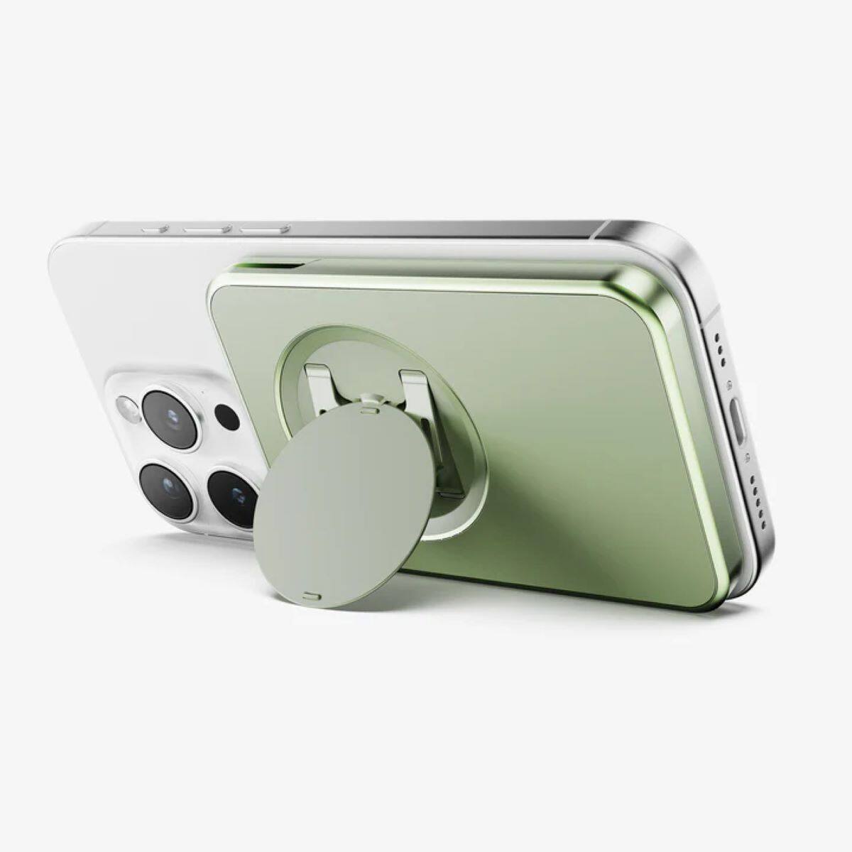 Alt View 1. OhSnap - Snap Grip MagSafe Wallet - Crocodile Green.