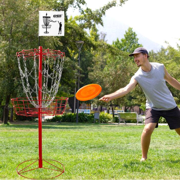 Alt View 2. GSE Games & Sports Expert - Portable 12-Chain Disc Golf Basket, Metal Flying Disc Golf Practice Target (Red) - Red.