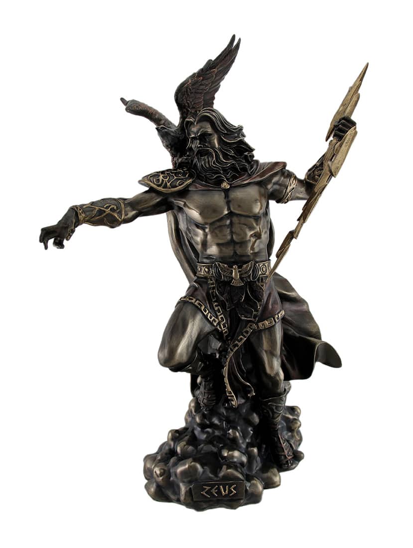 Veronese Design - Zeus Greek God of Thunder w/Aetos Dios Wielding Lightning Bolt Statue - Bronze