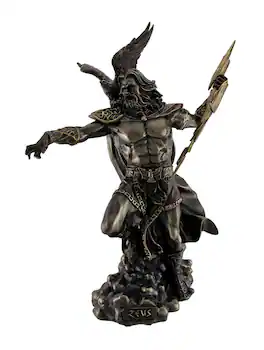 Veronese Design - Zeus Greek God of Thunder w/Aetos Dios Wielding Lightning Bolt Statue - Bronze