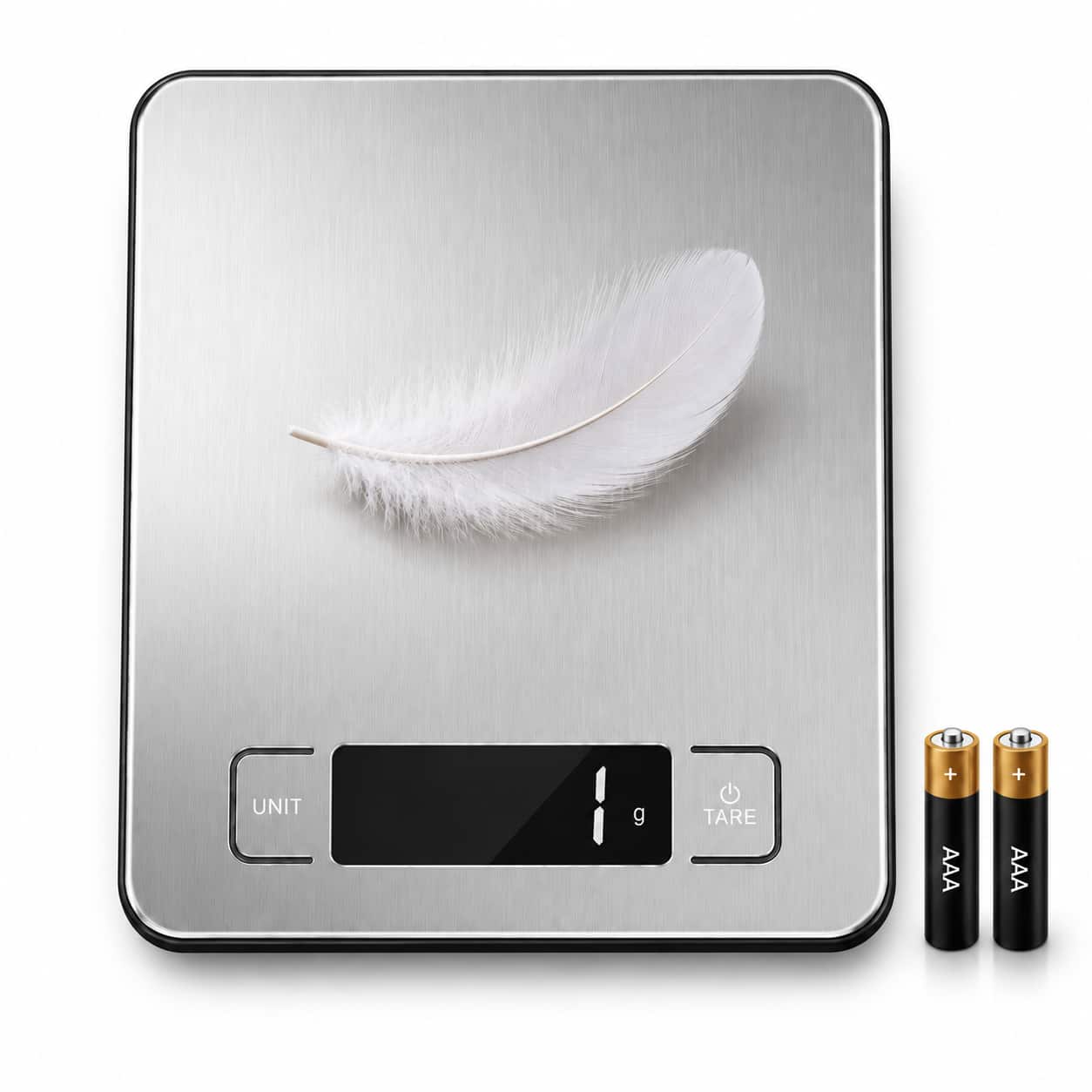 AMUMU - Digital Kitchen Scale Stainless Steel Food Scale with LCD Display Tare Function and Multi-Unit Measurement for Cooking - Silver
