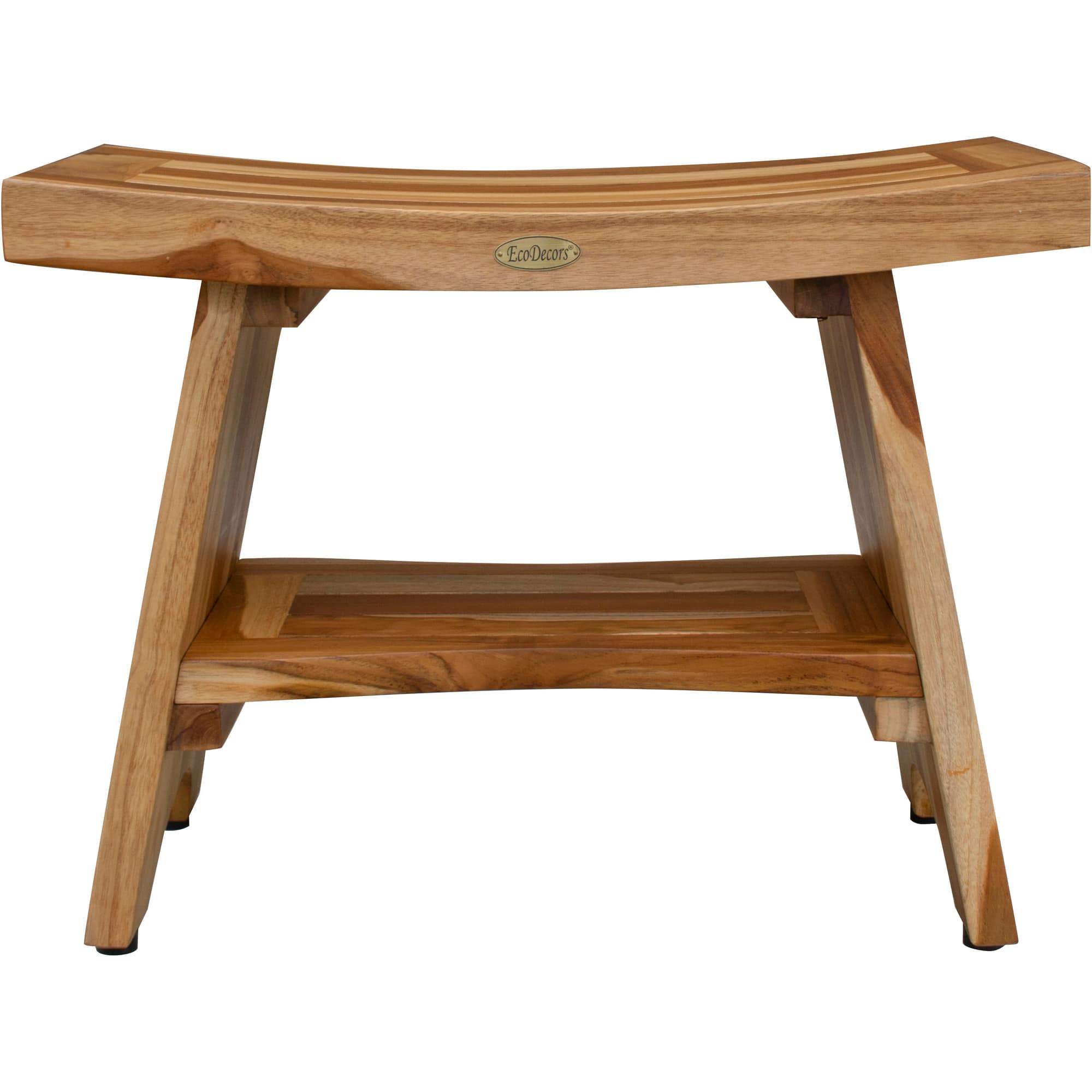 EcoDecors - Serenity 24" Eastern Style Shower Bench With Shelf - EarthyTeak