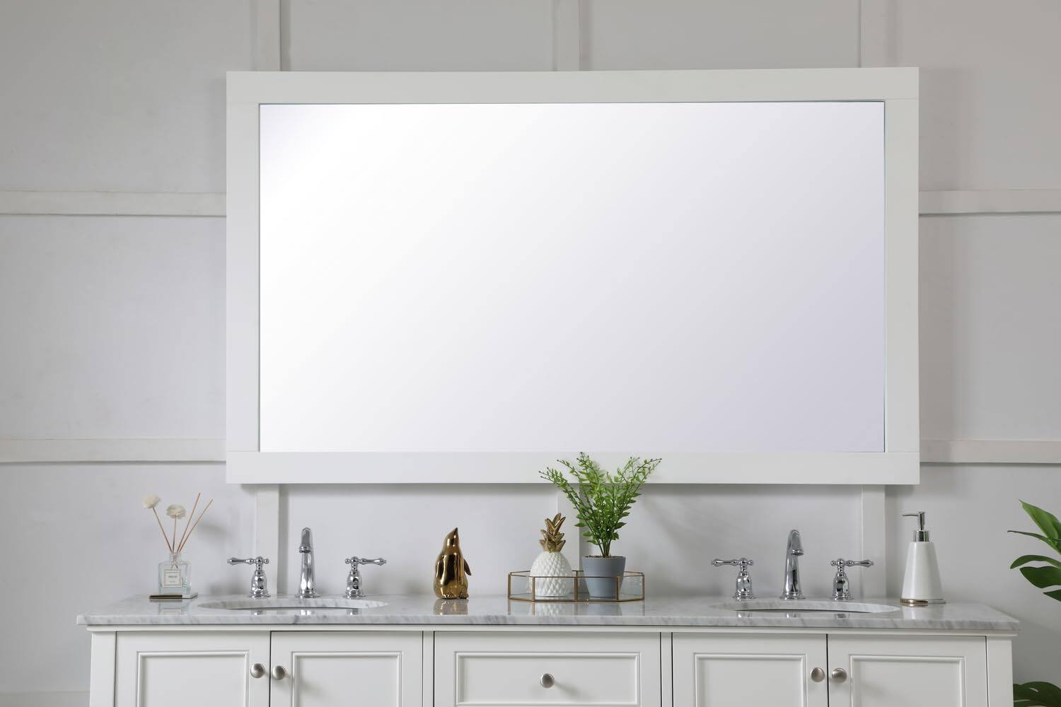 Back. Elegant Decor - Aqua rectangle vanity mirror 60 inch in White - White.