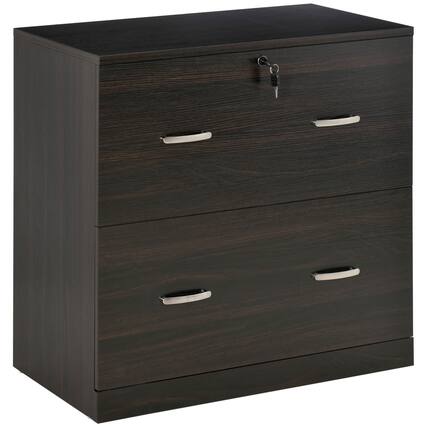 Front. TinyHomie - Vinsetto 2 Drawer File Cabinet with Lock and Keys Vertical Storage Filing Cabinet with Hanging Bar.