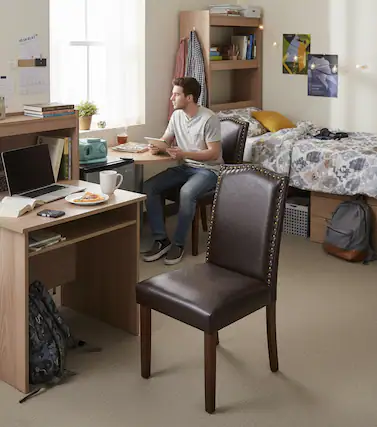 Front. AOITUN - Elegant Dining Chairs Set of 2 Upholstered Leather for Daily Comfort - Ideal for Dining Room and Kitchen - Brown.