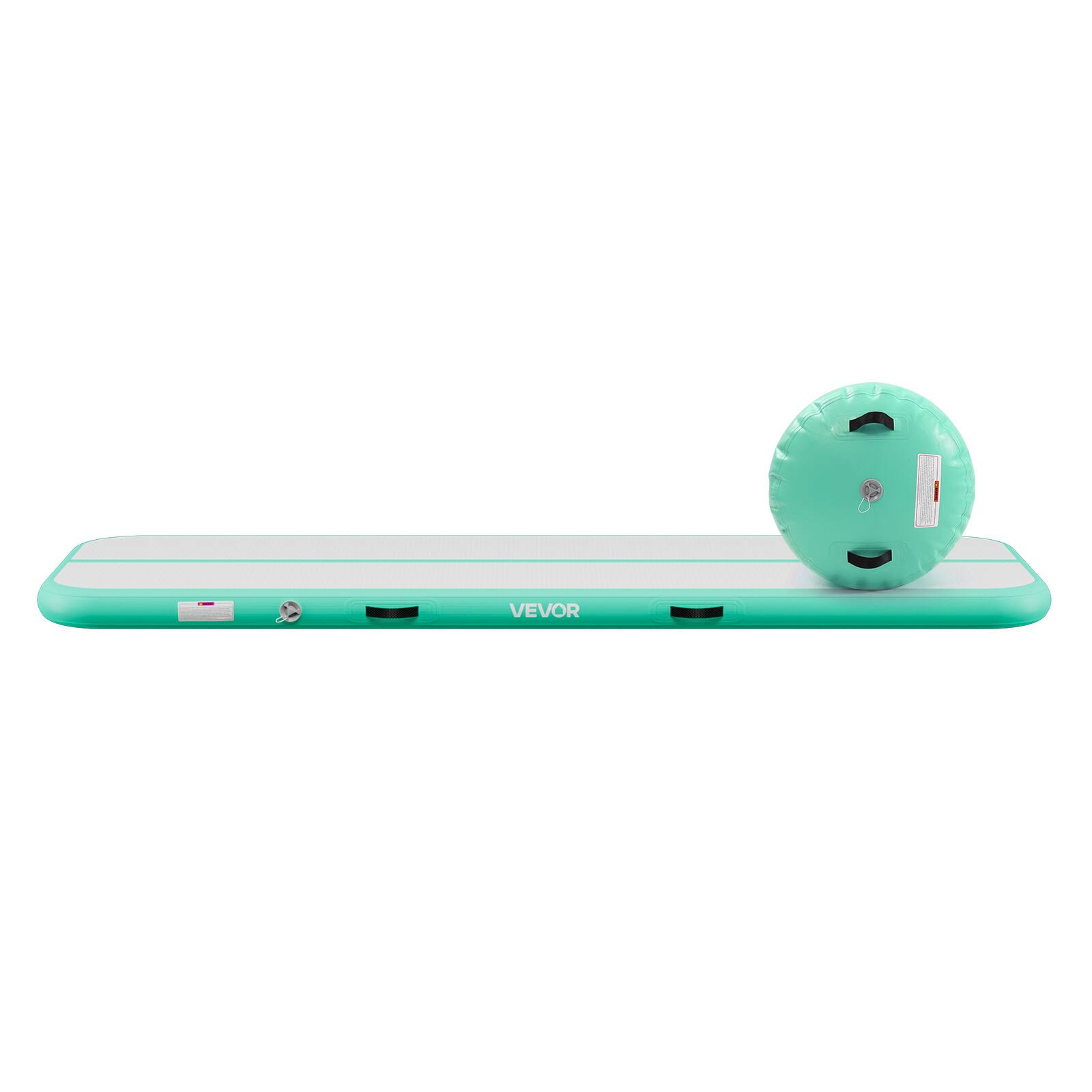 Alt View 5. VEVOR - Inflatable Gymnastics Air Mat with Air Barrel 10 ft Training Mats, 4 inches Thick Sturdy Tumble Track with Electric Pump - Mint Green.