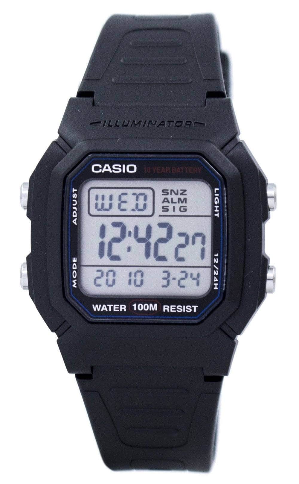 Casio - Digital Classic Illuminator W-800H-1AVDF W-800H-1AV Men's Watch - Black