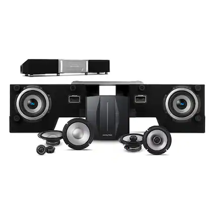 Front. Alpine - PSS-23FORD-F150, 8-Speaker Complete S-Series Sound System Upgrade w/ OPTIM 8 for 2015-UP Ford F-Series.