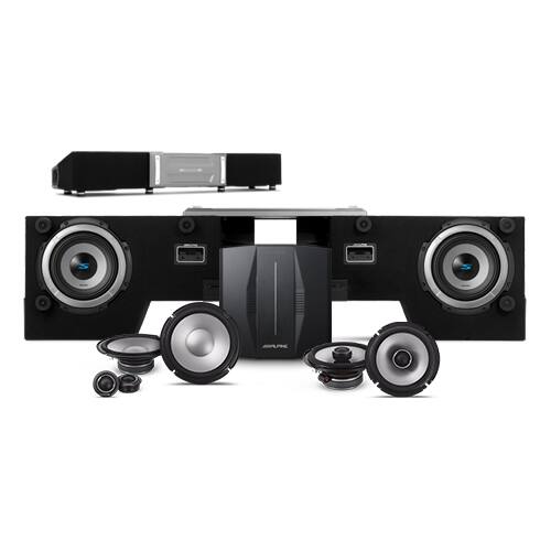 Front. Alpine - PSS-23FORD-F150, 8-Speaker Complete S-Series Sound System Upgrade w/ OPTIM 8 for 2015-UP Ford F-Series.
