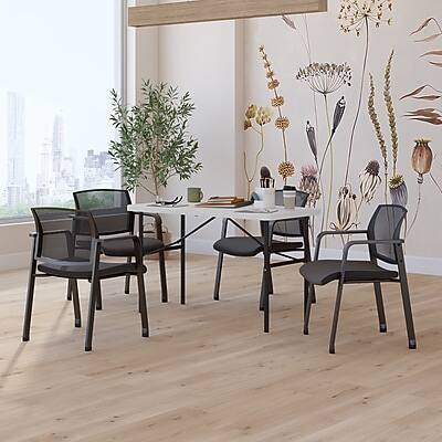 Alt View 6. Staples - 4' x 24" Heavy Duty Plastic Folding Table - White Granite.